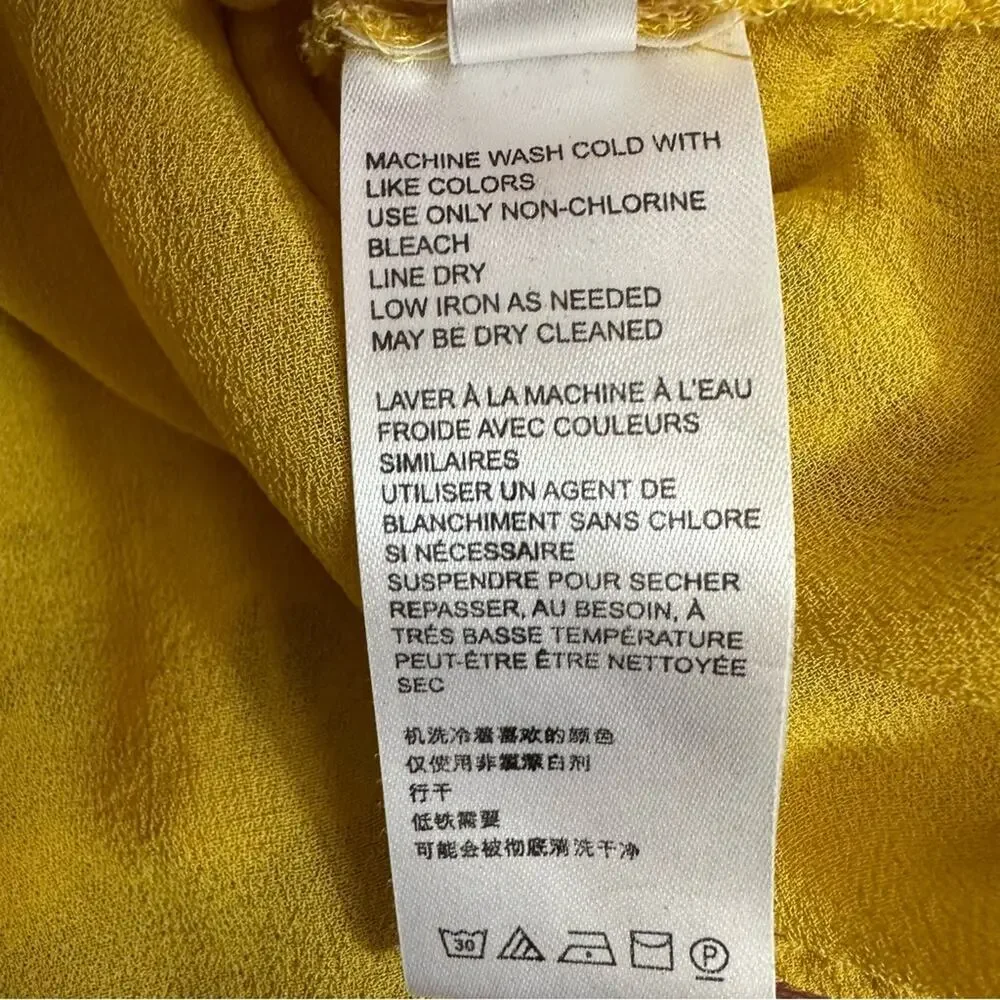 Anthropologie Yellow Clementine Blouse Eyelet Ruffle Puff Sleeve Top Shirt Sz 0